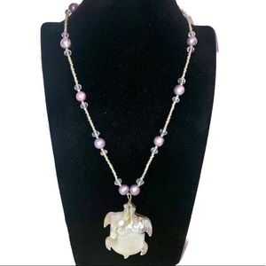 Mabe Blister Turtle Pearl Pendant Necklace 19"